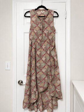 Umgee Boho Floral Ruffle High-Low Sleeveless Dress